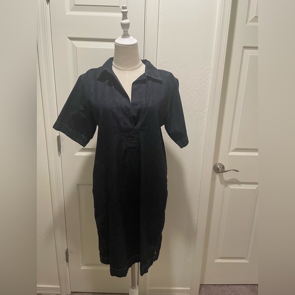 Lauren Ralph Lauren Denim Short Sleeve Notched Collar Dress